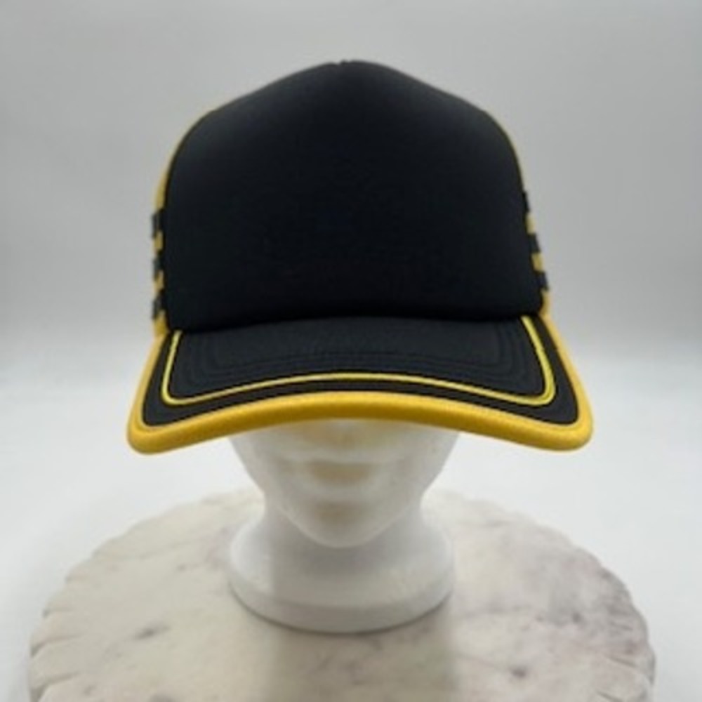 Stranger Things Netflix Trucker Hat Black Yellow Striped Snapback Unisex Cap NEW